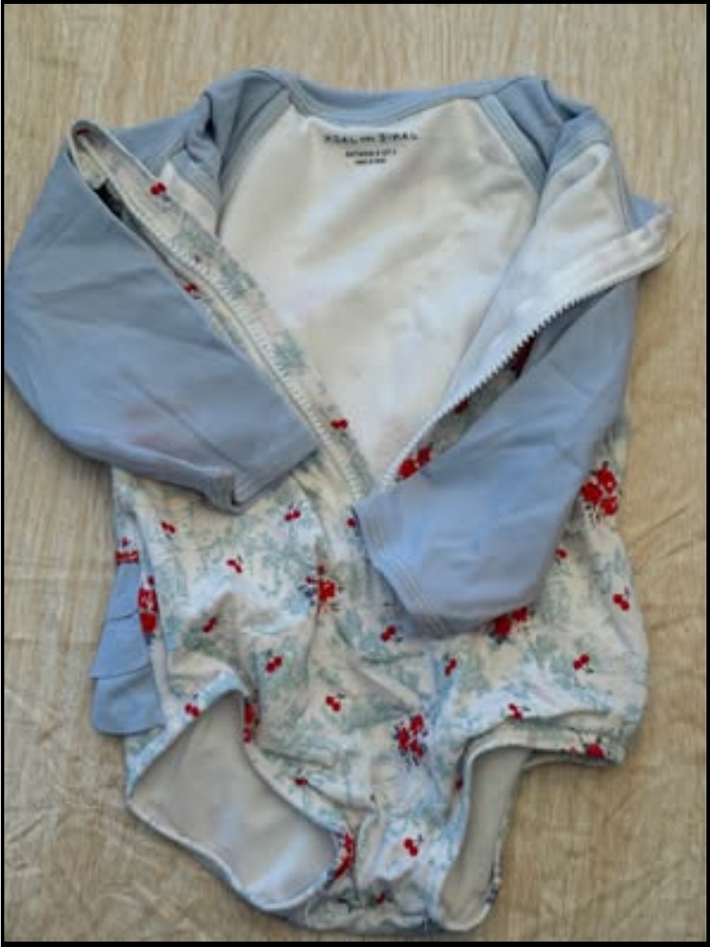 Janie and Jack Light Blue and White Floral Kids Swim Rashguard